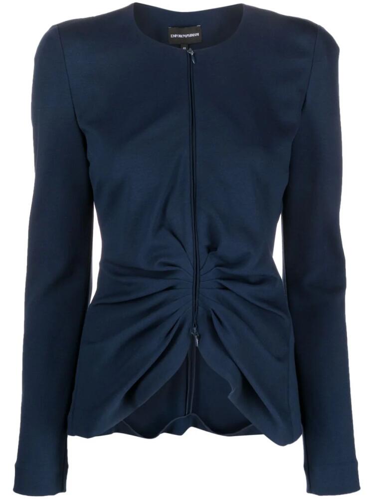 Emporio Armani pleated long-sleeved blouse - Blue Cover