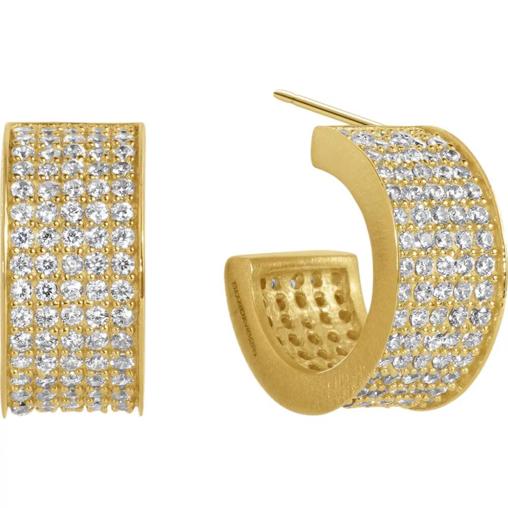 Dean Davidson Petit Pavé Thick Huggie Earrings in White Topaz/Gold Cover