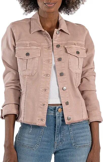 KUT from the Kloth Kara Jacket - No Wst With Frayed Hem (Blush) Women's Vest Cover