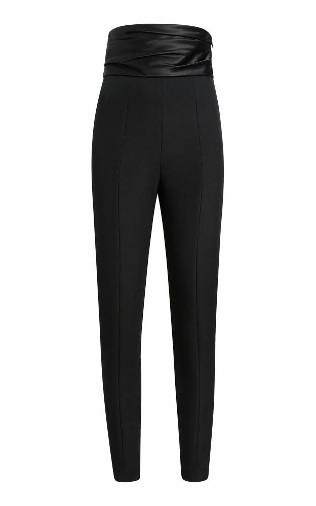 Khaite - Lenro Ruched High-Rise Satin-Crepe Pants - Black Cover