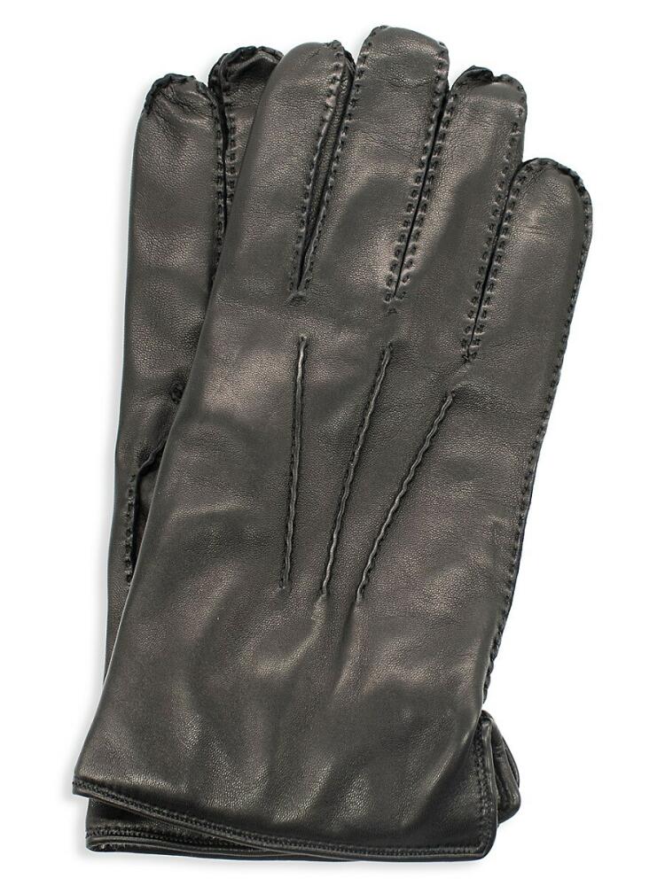 Portolano Men's Handsewn Cashmere Lined Leather Gloves - Black Cover