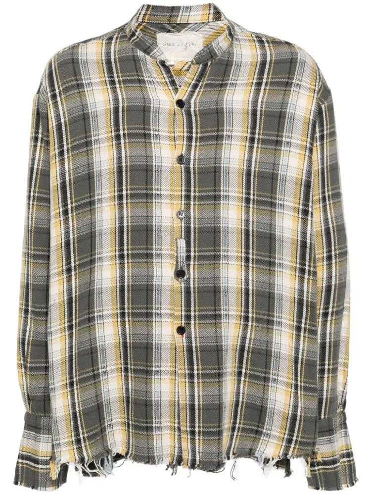 Greg Lauren raw-cut hem plaid cotton shirt - White Cover