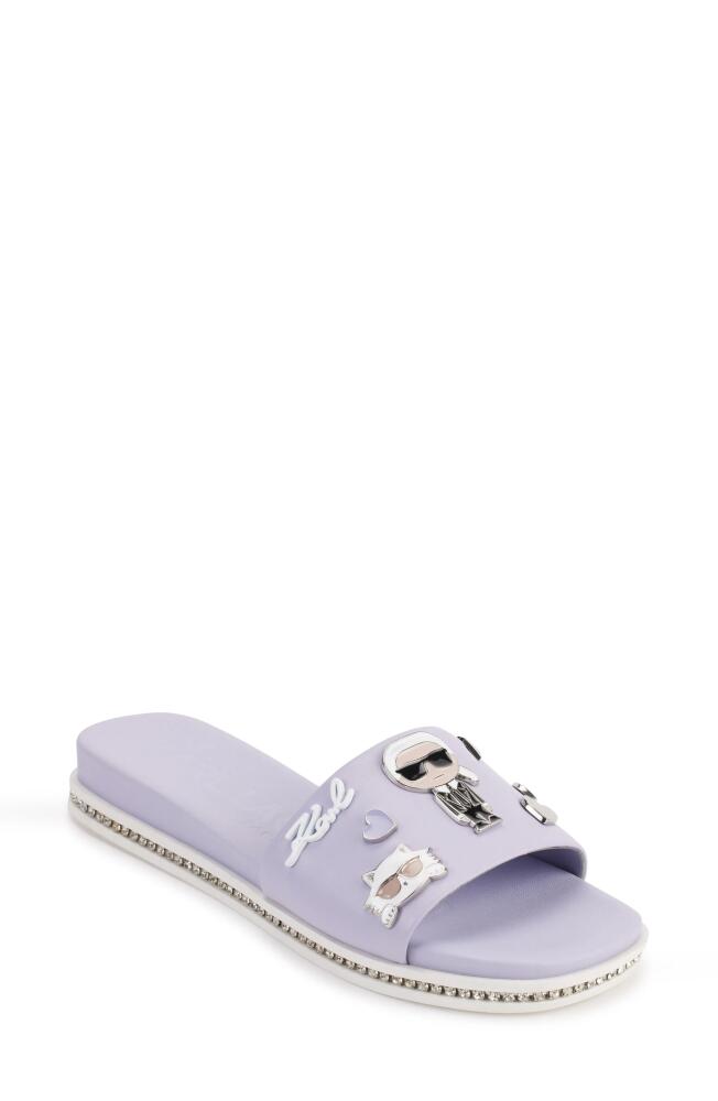 Karl Lagerfeld Paris Jeslyn Cate Pins Embellished Slide Sandal in Periwinkle Cover