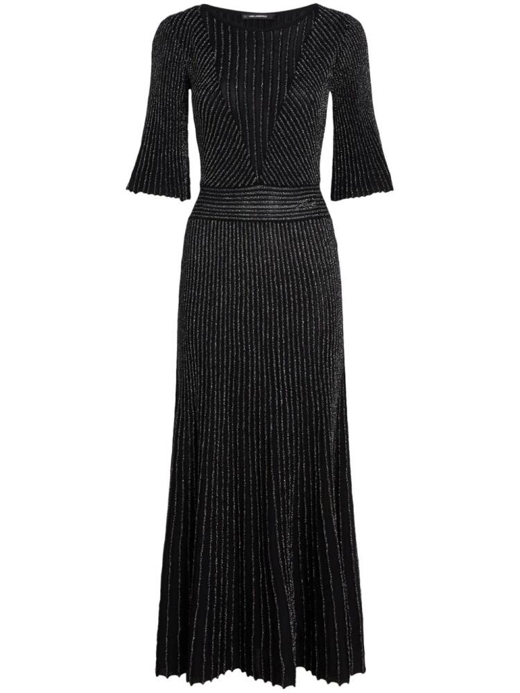 Karl Lagerfeld pleated lurex midi dress - Black Cover