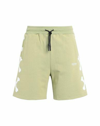 Phobia Archive Green Shorts With White Cross Bones Man Shorts & Bermuda Shorts Sage green Cotton Cover