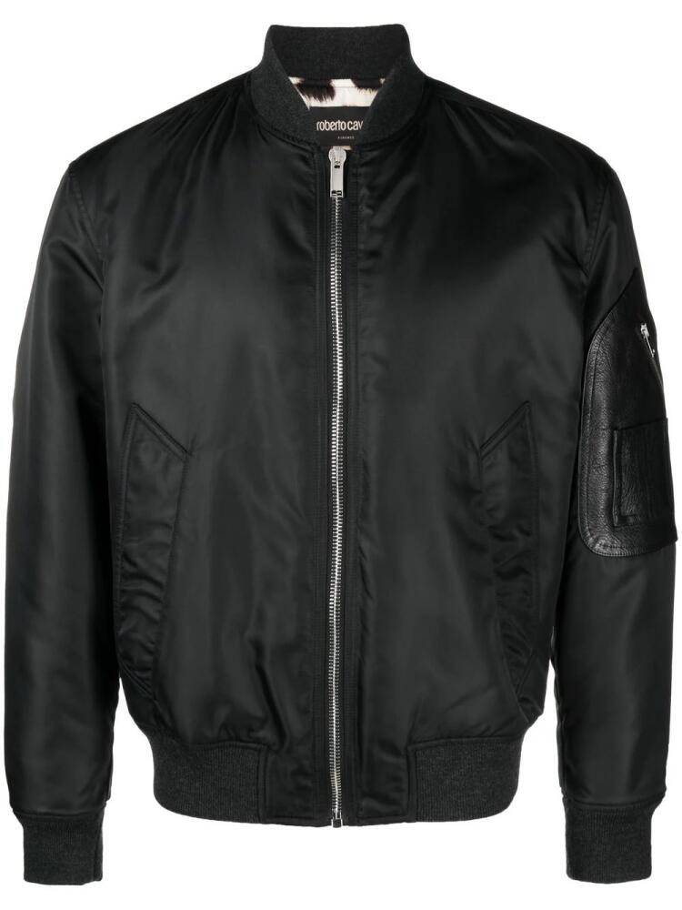 Roberto Cavalli logo-embroidered bomber jacket - Black Cover