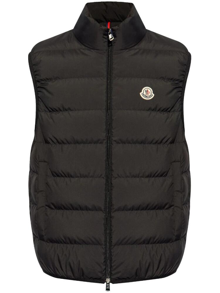 Moncler mock neck logo patch down gilet - Black Cover