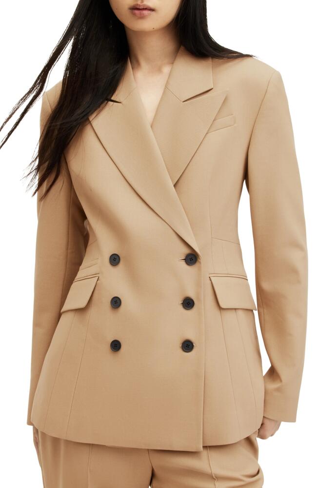 AllSaints Seven Double Breasted Blazer in Camel Cover