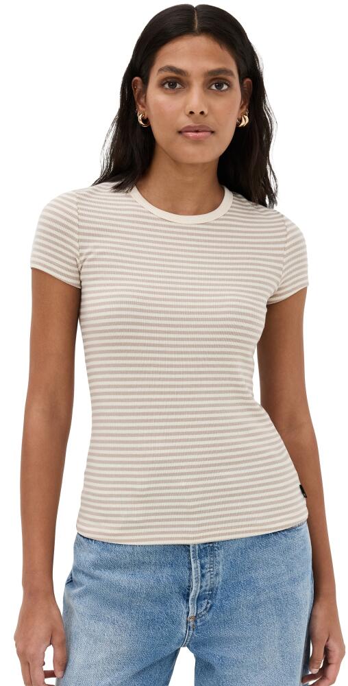 AG Agnes Crew Tee Bengal Stripe Ex White/Desert Cover