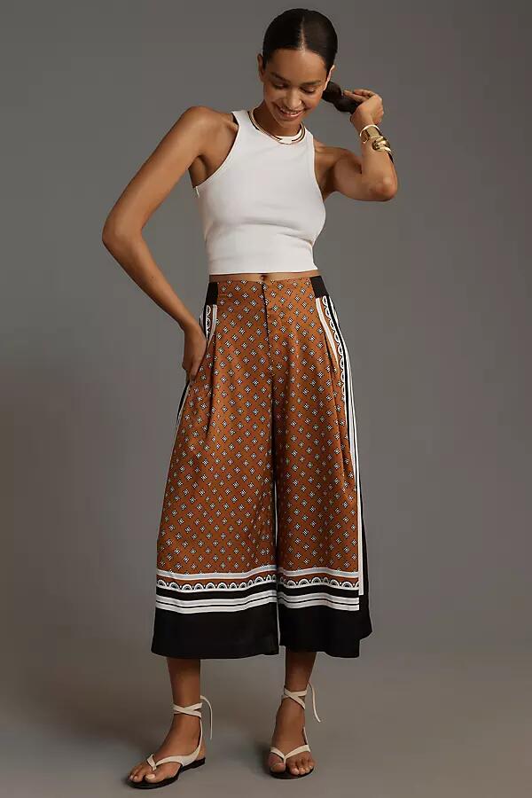 Maeve Printed Pleated A-Line Culottes Pants Cover