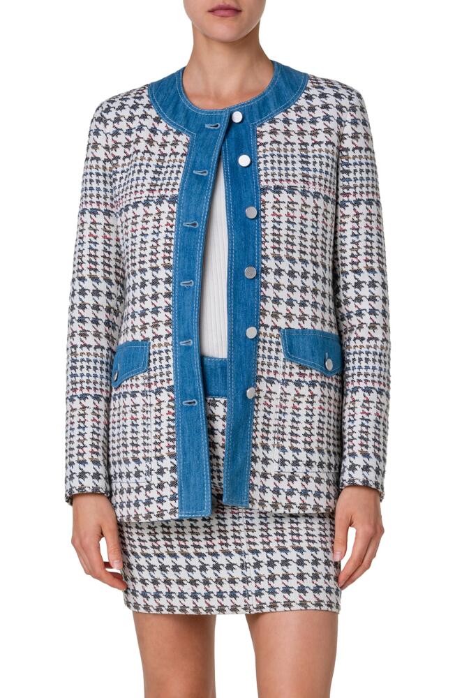 Akris punto Houndstooth Jacquard Jacket in Denim-Multicolor Cover