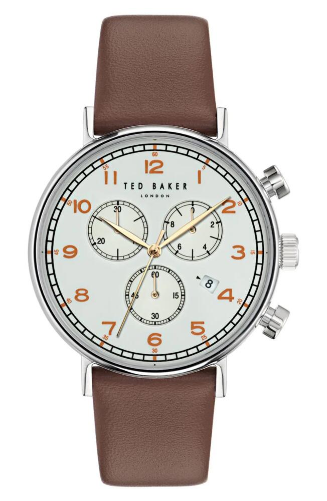 Ted Baker London Barnetb Chronograph Leather Strap Watch, 41mm in Brown Cover