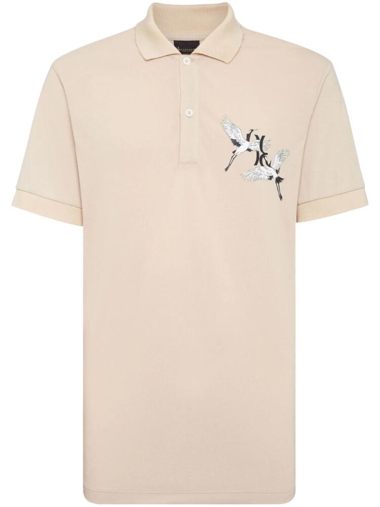 Billionaire bird-print cotton polo shirt - Neutrals Cover