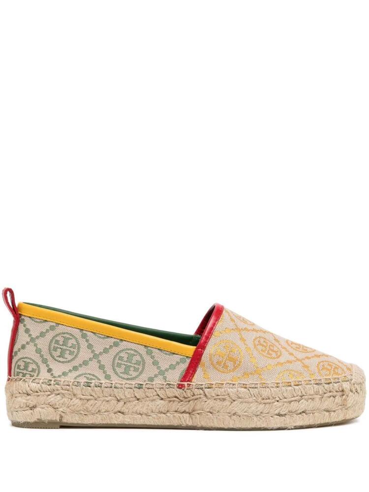 Tory Burch all-over logo-print espadrilles - Neutrals Cover