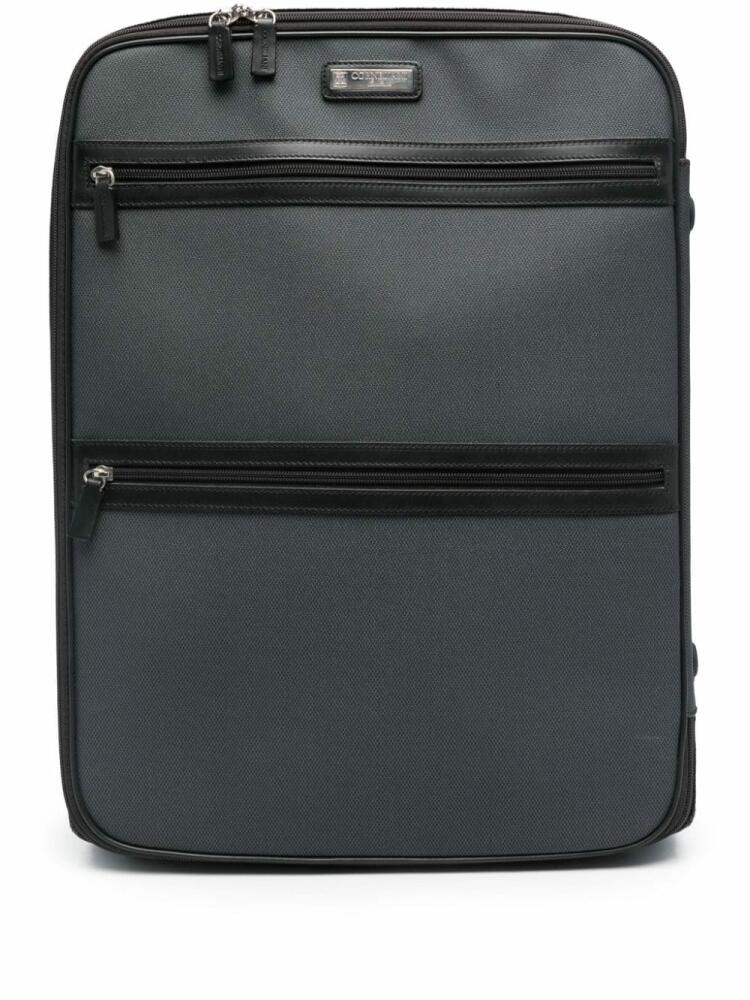 Corneliani logo-plaque zipped suitcase - Black Cover