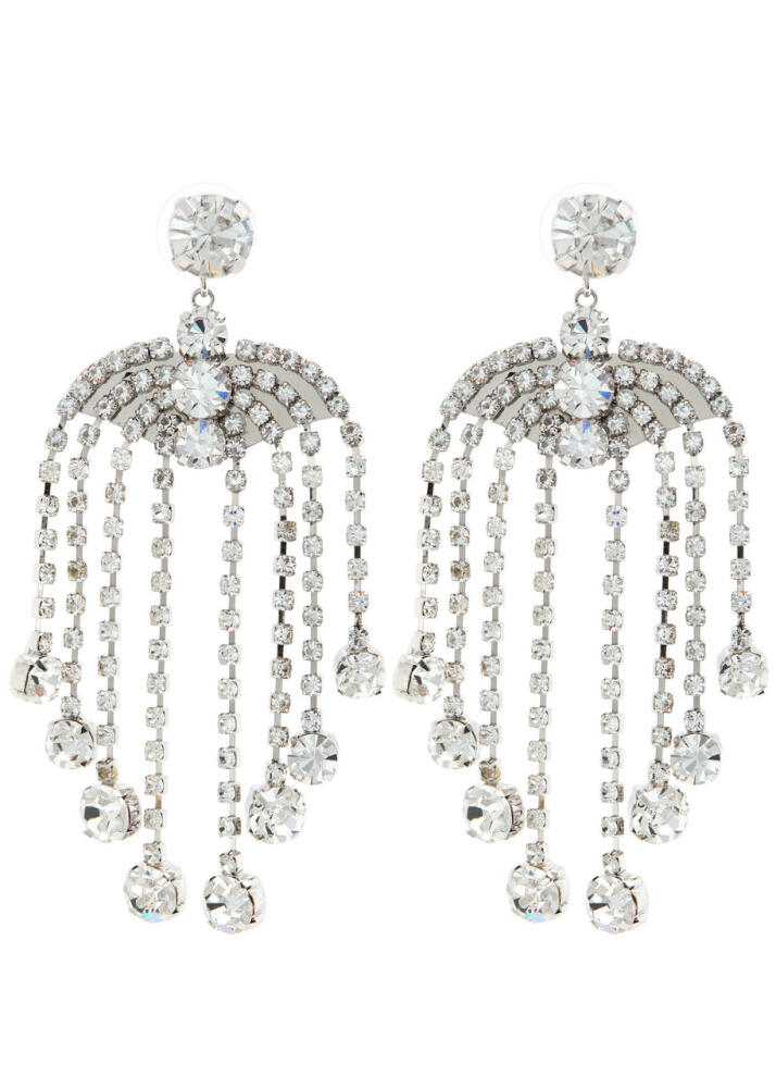 Self-portrait Crystal-embellished Silver-plated Drop Earrings Cover