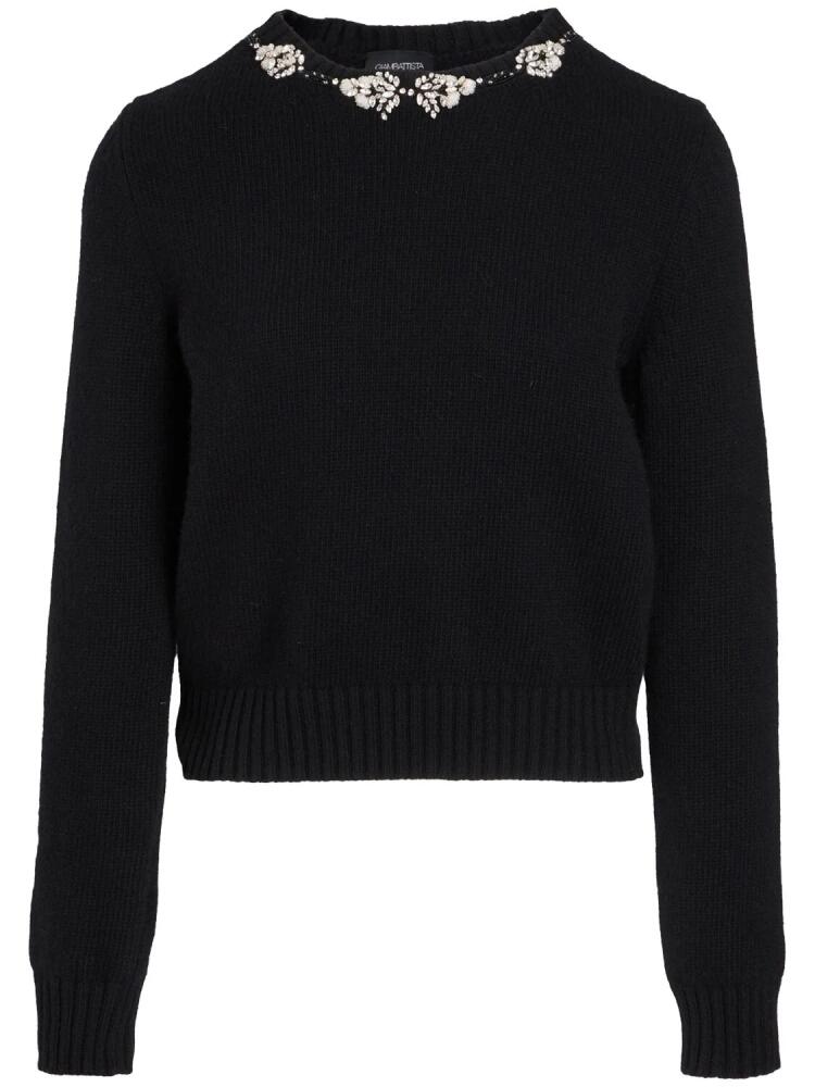 GIAMBATTISTA VALLI Embellished Neck L/s Wool Knit Top Cover