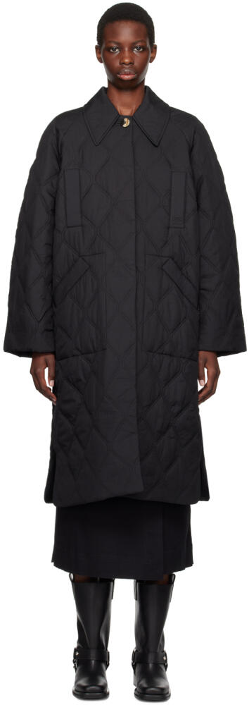 GANNI Black Quilted Coat Cover