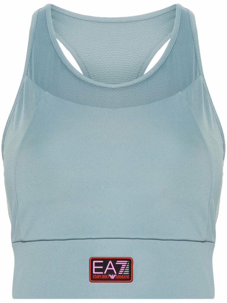 Ea7 Emporio Armani rubberised-logo sports bra - Blue Cover