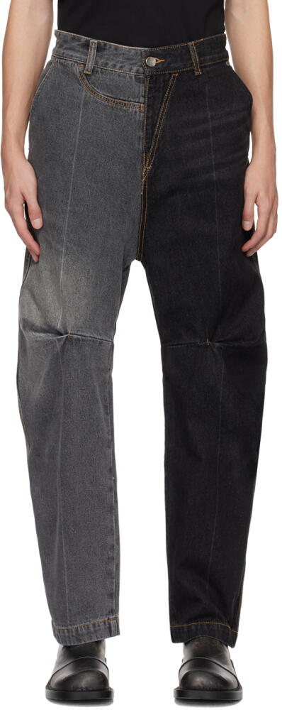 ADER error Black & Gray Paneled Jeans Cover