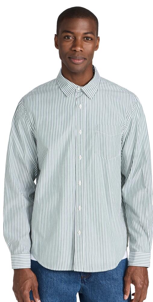 Alex Mill Mill Shirt In Bi Stripe Dark Green/White Cover