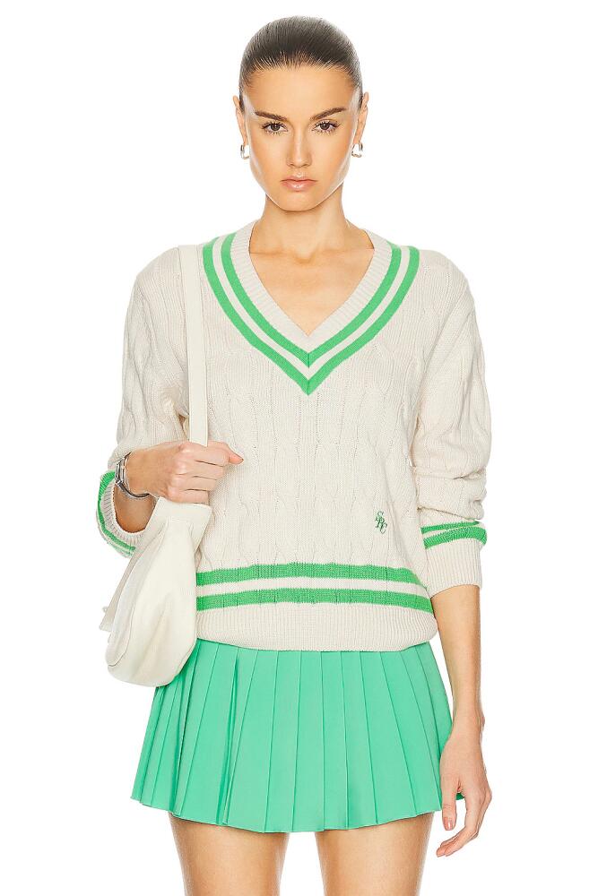 Sporty & Rich Cableknit V-Neck Sweater in Cream Cover