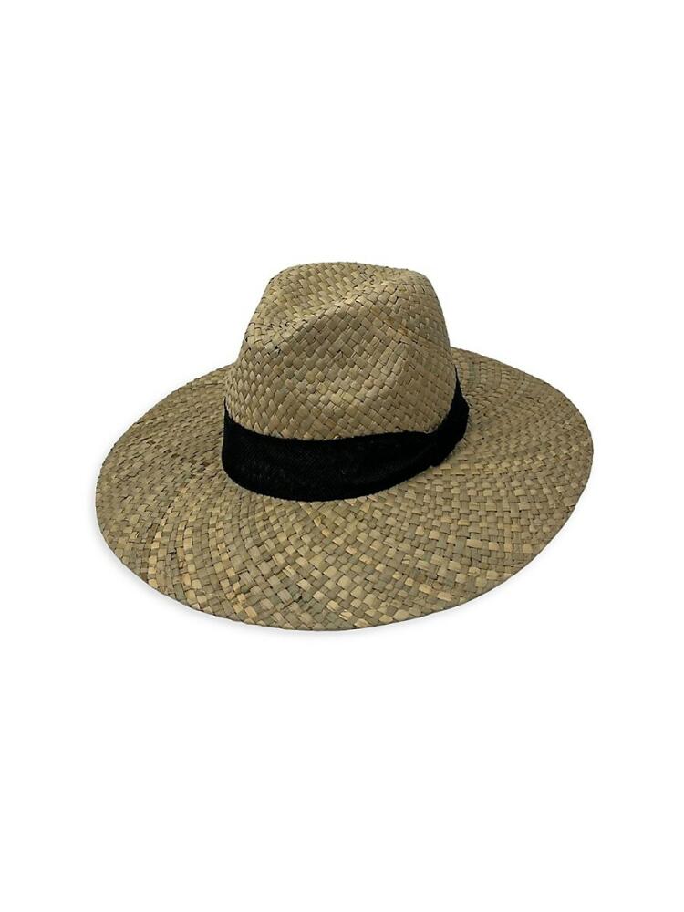 MARCUS ADLER Women's Woven Straw Panama Hat - Brown Black Cover