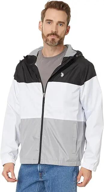 U.S. POLO ASSN. USPA Color-Block Hooded Windbreaker (Black) Men's Jacket Cover