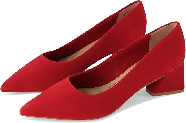 Franco Sarto Racer Pointed Toe Block Heel Pump (Chery Red Suede) High Heels Cover