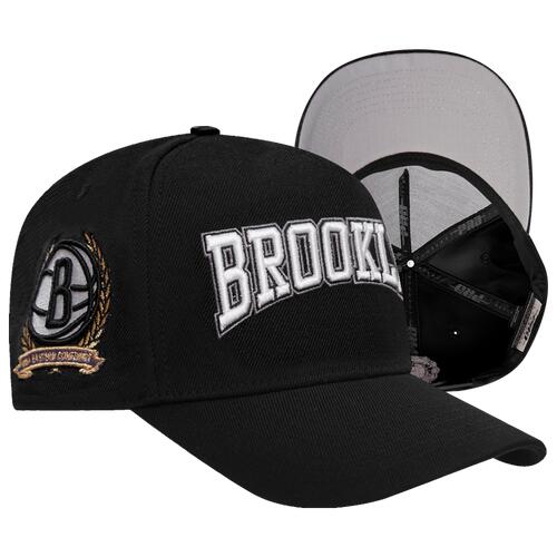 Pro Standard Mens Pro Standard Nets Crest Emblem Flatbrim Snapback - Mens Black/Black Cover