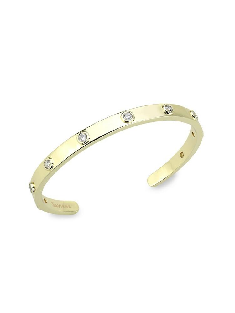 SAVIENE Women's 18K Goldplated, Cubic Zirconia & Crystal Cuff Bracelet Cover