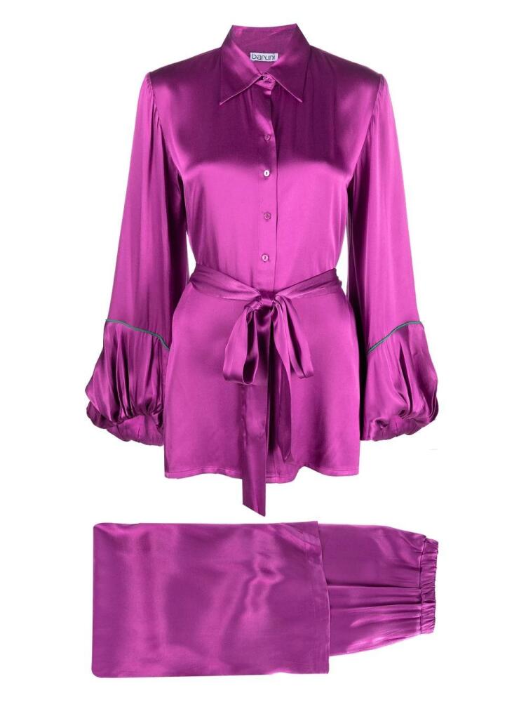 Baruni satin ruffle-sleeve pyjama set - Pink Cover