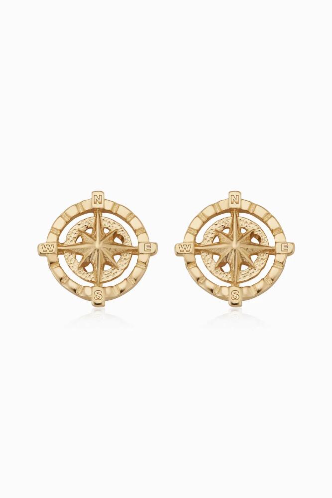 Oradina 14K Yellow Gold Compass Rose Studs Cover