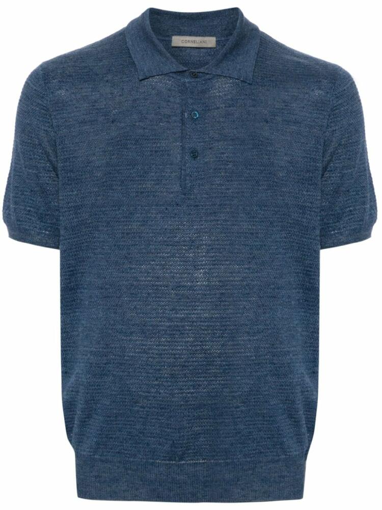 Corneliani patterned-jacquard polo shirt - Blue Cover