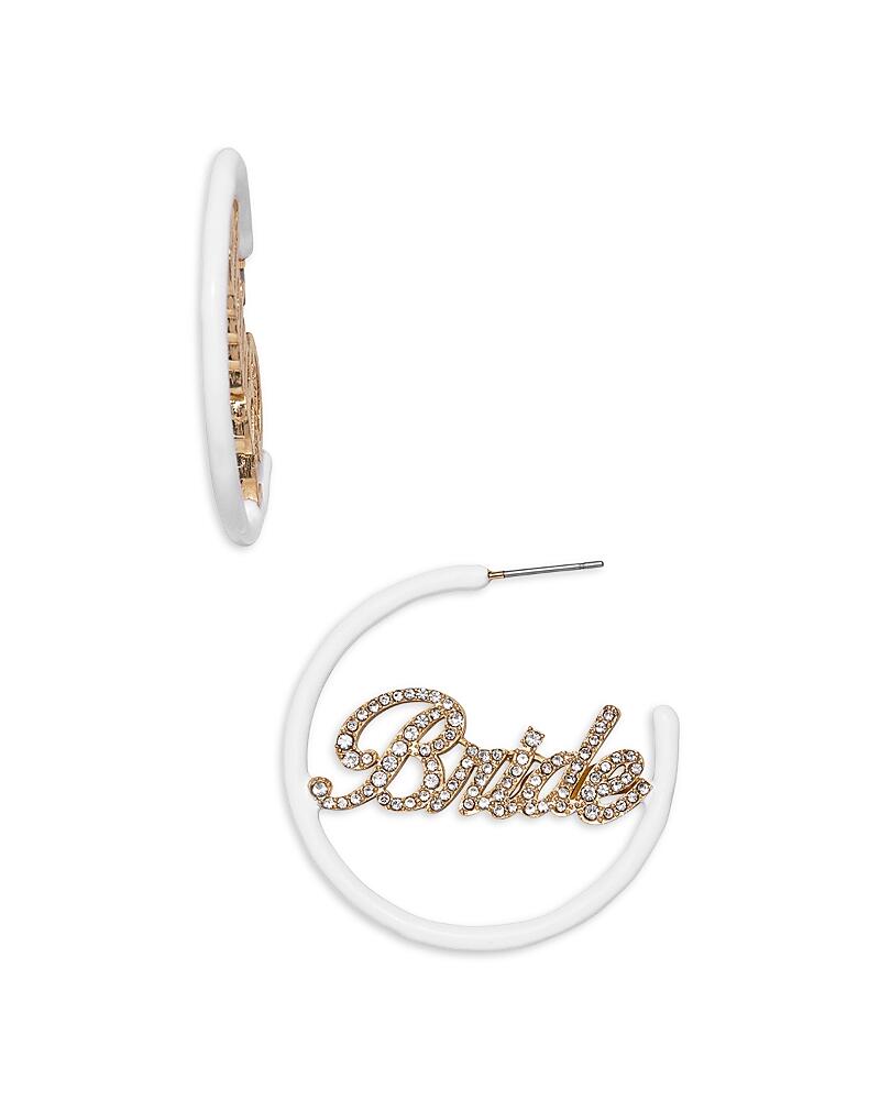 Baublebar Wife Of The Party Pave Bride White Hoop Earrings in Gold Tone Cover