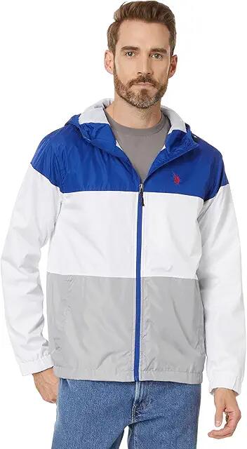 U.S. POLO ASSN. USPA Color-Block Hooded Windbreaker (Blue Raft) Men's Jacket Cover