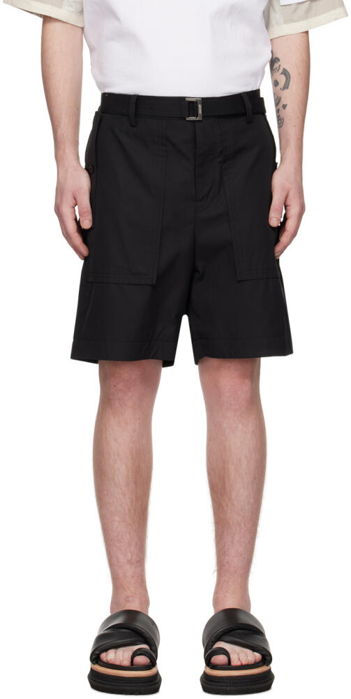 sacai Black Cinch Strap Shorts Cover