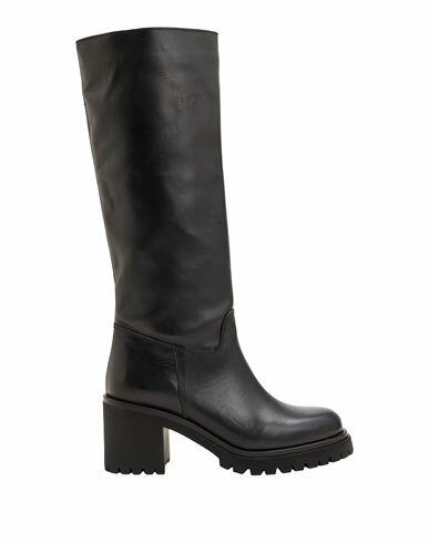 8 By Yoox Leather Lug Sole Tall Boots Woman Boot Black Calfskin Cover