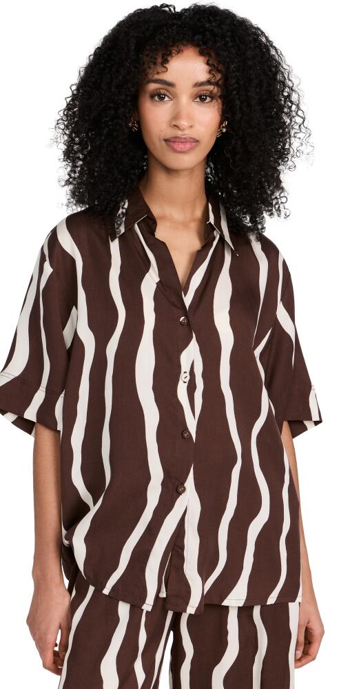 FAITHFULL THE BRAND Striped Satin Shirt La Tuza Cover