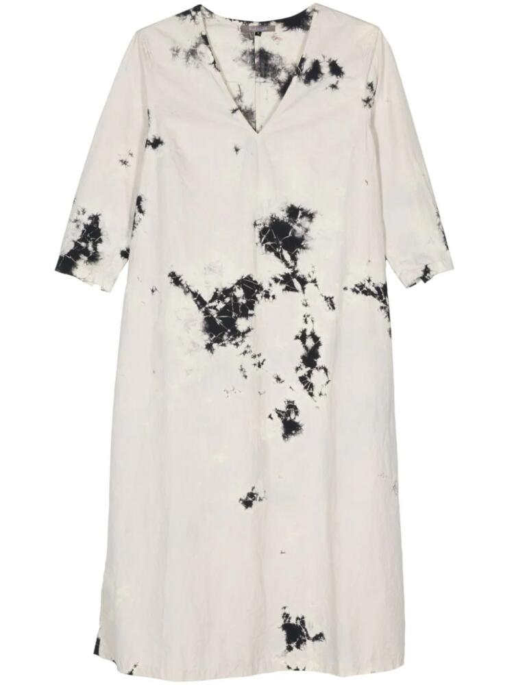 Suzusan V-neck cotton midi dress - White Cover