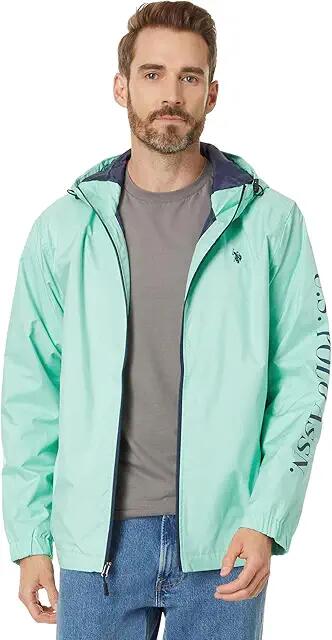 U.S. POLO ASSN. USPA Signature Sleeve Hooded Windbreaker (Jade Green Heather) Men's Clothing Cover