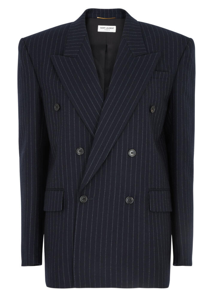 Saint Laurent Pinstriped Wool Blazer - Navy Cover