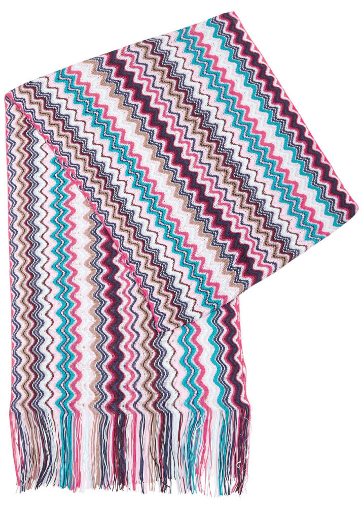 Missoni Zigzag-intarsia Fine-knit Scarf - Pink Cover