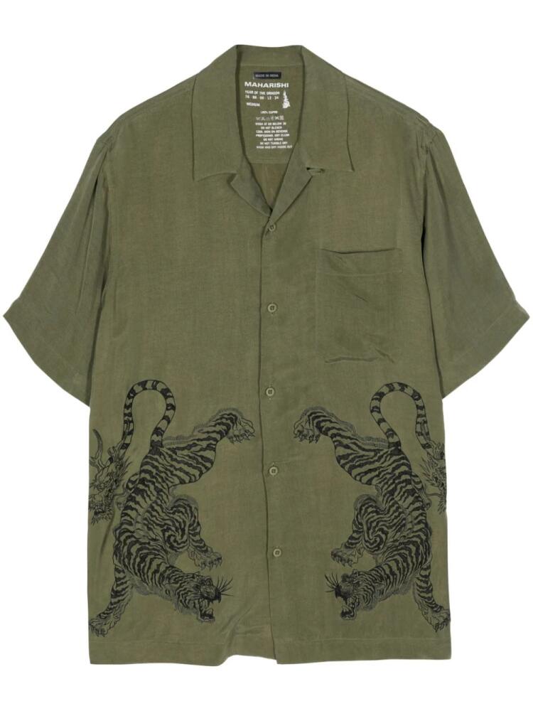 Maharishi tiger-embroidered short-sleeve shirt - Green Cover