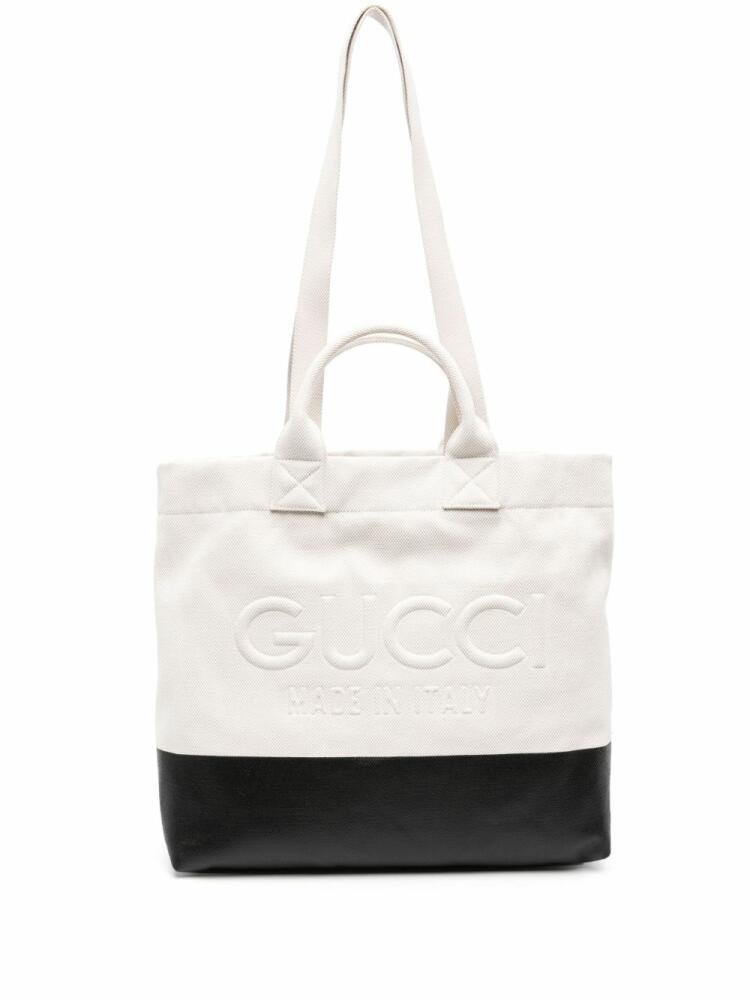 Gucci logo-embossed canvas tote bag - Neutrals Cover