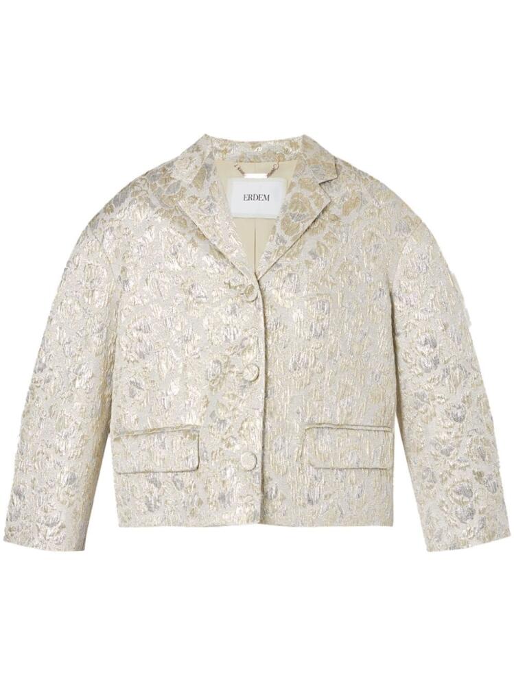 ERDEM single-breasted cropped cloqué jacket - Gold Cover