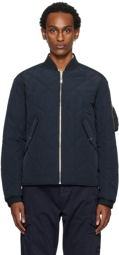 BOSS Navy Caramo Bomber Jacket Cover