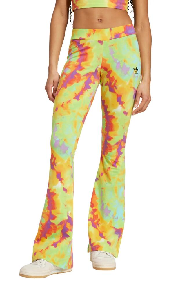 adidas Tie Dye Flare Leggings in Yellow/Multicolor Cover