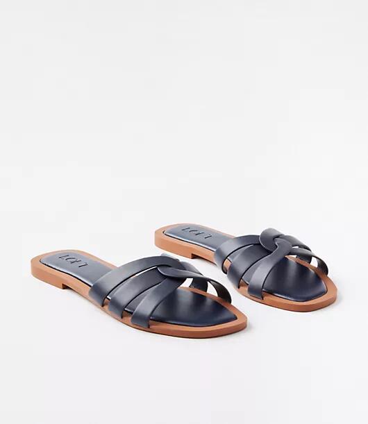 Loft Strappy Leather Slide Sandals Cover