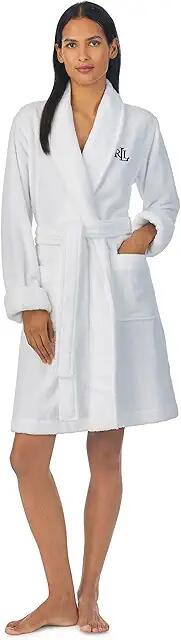 Lauren Ralph Lauren Organic Cotton Short Shawl Collar Robe (White) Women's Robe Cover